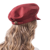 Sombrero Genuino de Diseñador Eric Javits NY - Night Porter Cap - Color Rojo Claret.